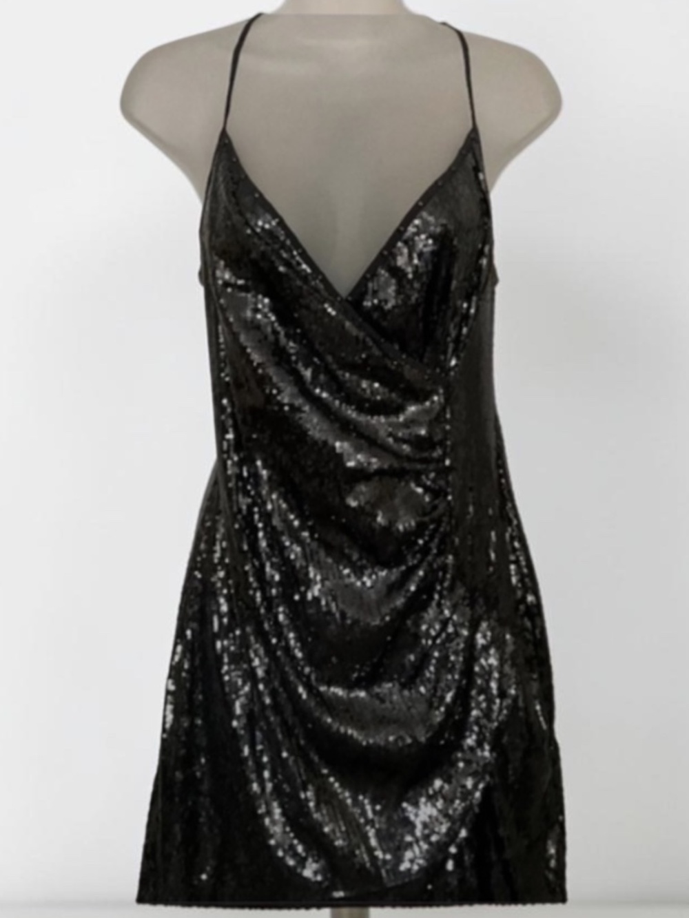 Hale Bob SPARKLING METALLIC  GRAY mini dress. Size L - Picture 3 of 7